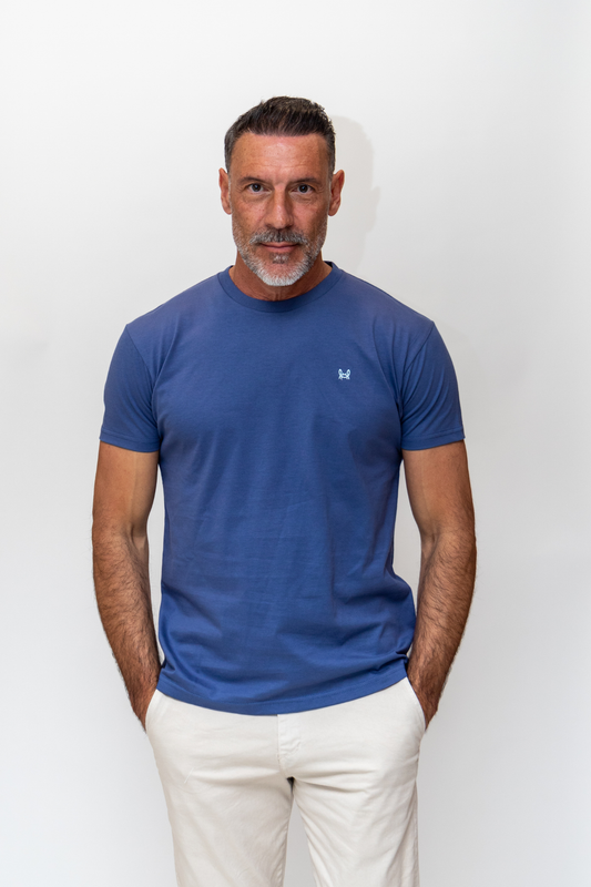 Camiseta Básica Manga Corta Azul Indigo