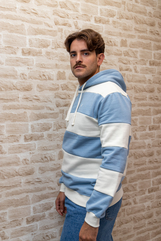 Sudadera Capucha Raya Celeste