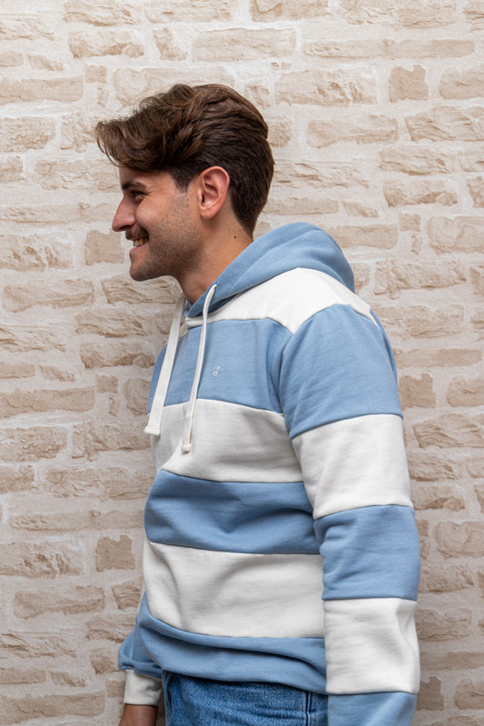 Sudadera Capucha Raya Celeste