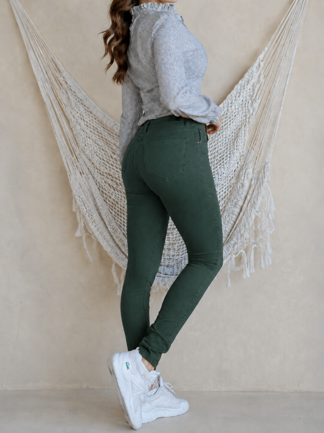 Pantalón Chica 5 Bolsillos Verde Botella