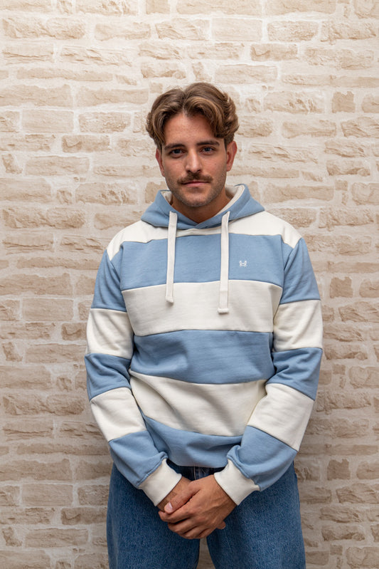 Sudadera Capucha Raya Celeste