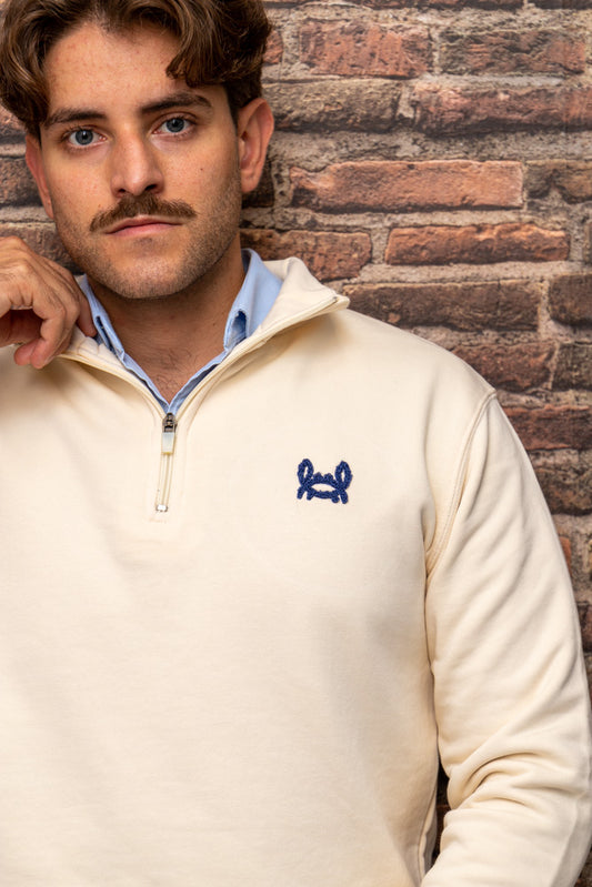 Sudadera Media Cremallera Crema