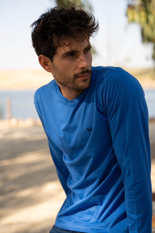 Camiseta Manga Larga Azul Tinta