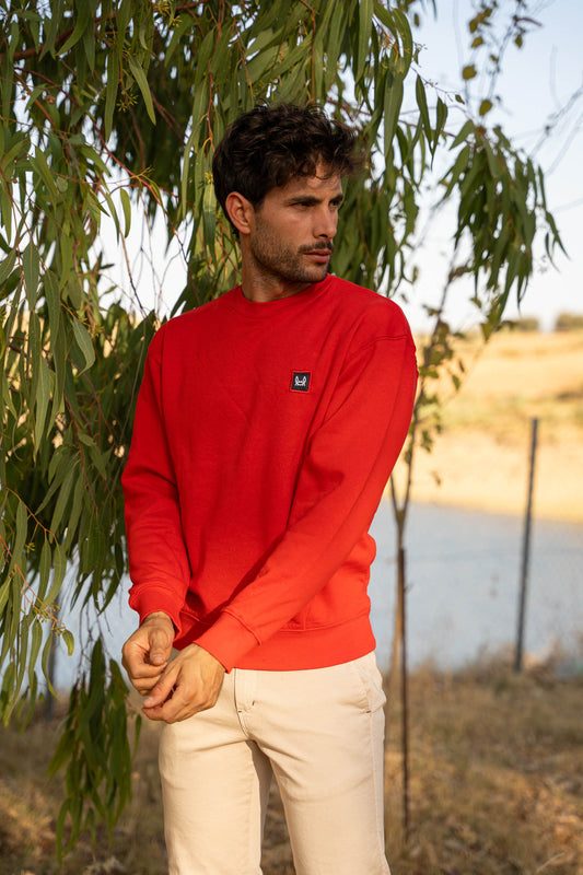 Sudadera Básica Parche Roja