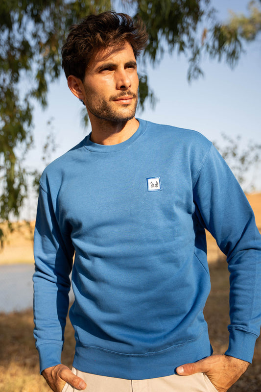 Sudadera Básica Parche Azul Tinta