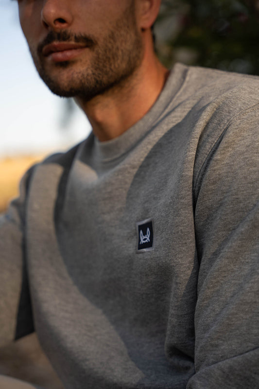 Sudadera Básica Parche Gris