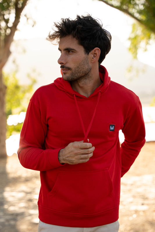 Sudadera Capucha Parche Roja