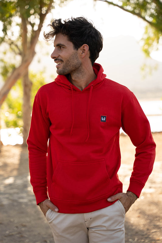 Sudadera Capucha Parche Roja