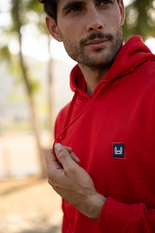 Sudadera Capucha Parche Roja
