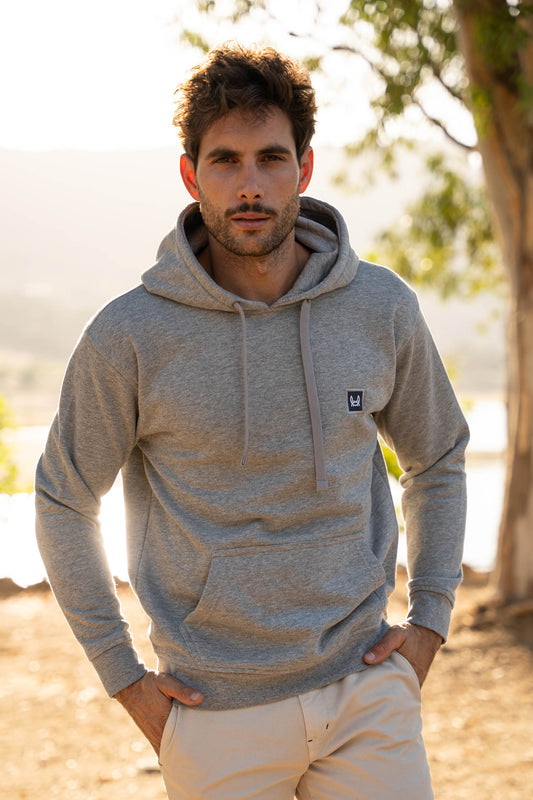 Sudadera Capucha Parche Gris