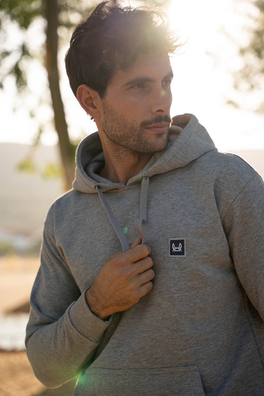 Sudadera Capucha Parche Gris