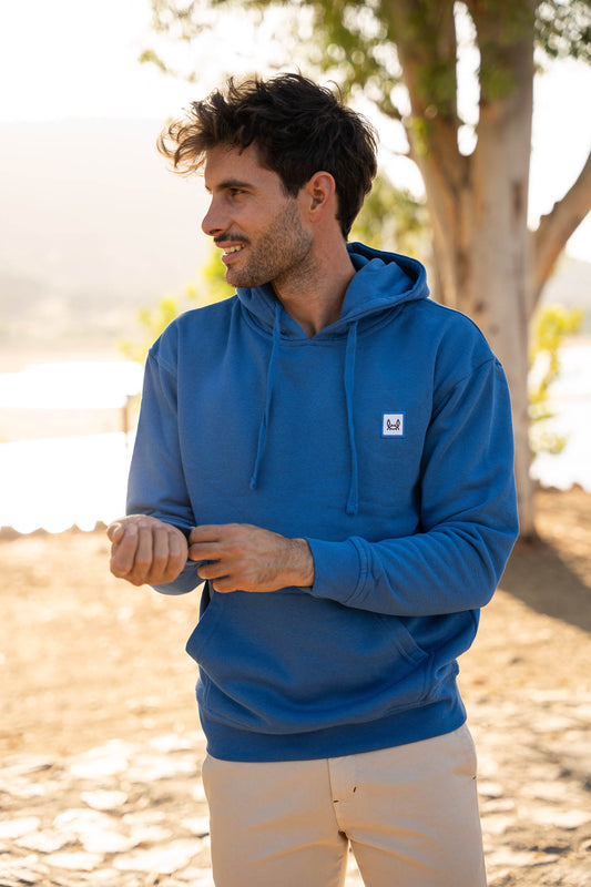 Sudadera Capucha Parche Azul Tinta