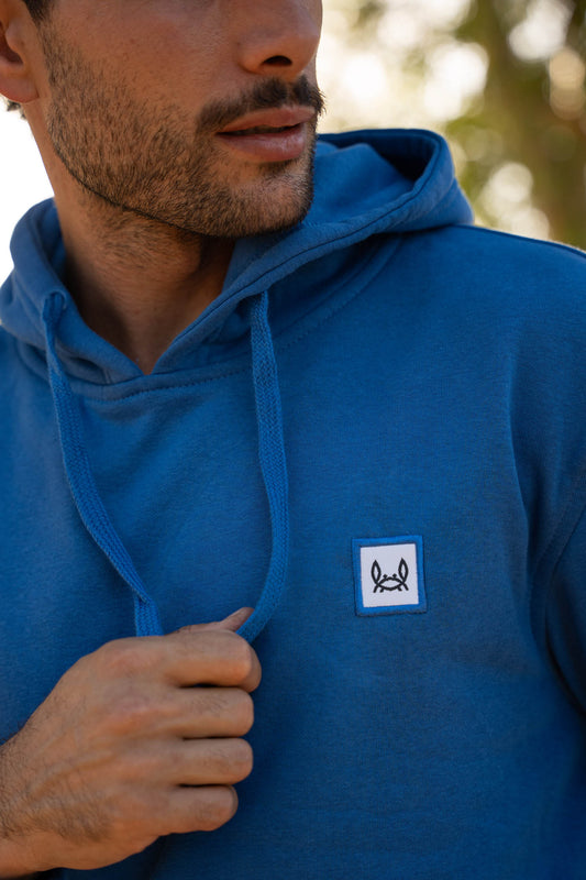 Sudadera Capucha Parche Azul Tinta