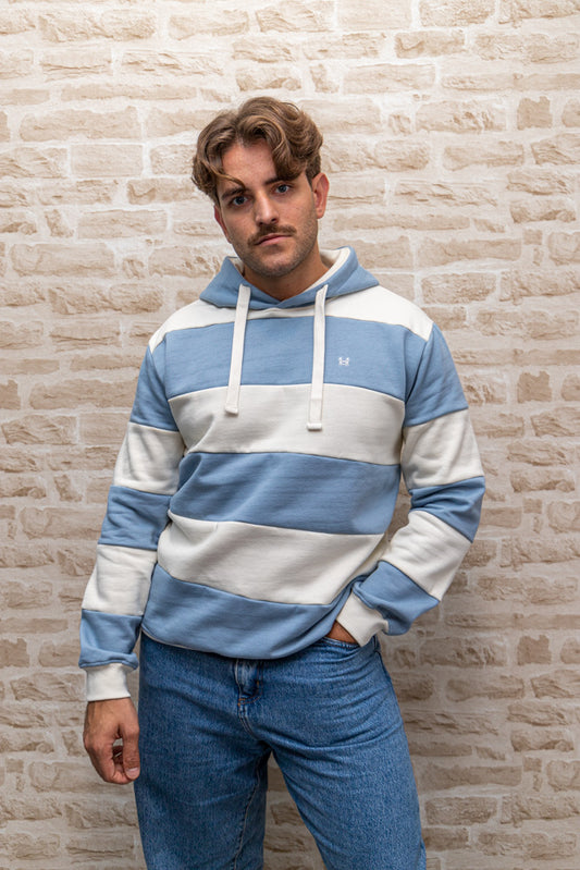 Sudadera Capucha Raya Celeste