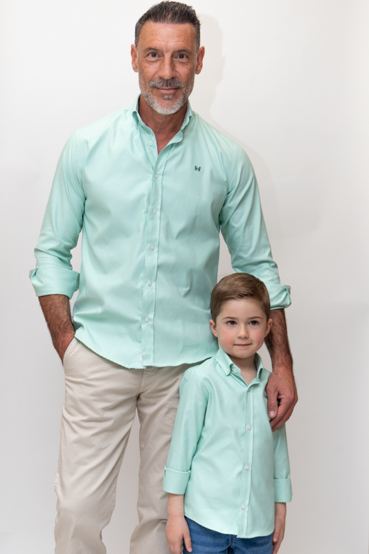 Camisa Infantil Oxford Lisa Verde Agua | Ronda