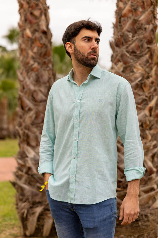 Camisa Lino Mini Raya Verde | Huesca