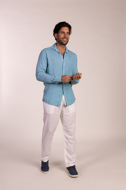 Camisa Lino Azul Agua | Lanzarote