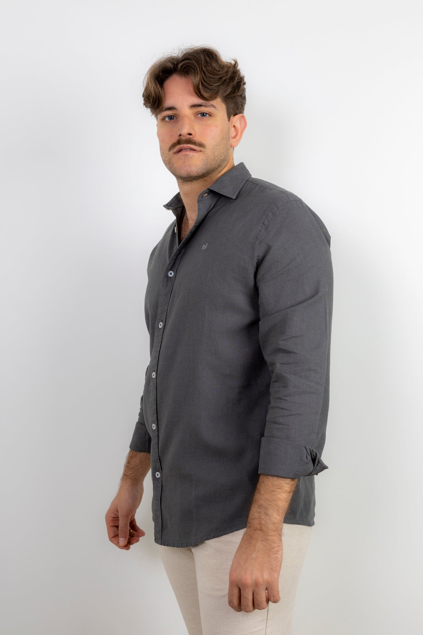 Camisa Lino Gris Ceniza | Capri