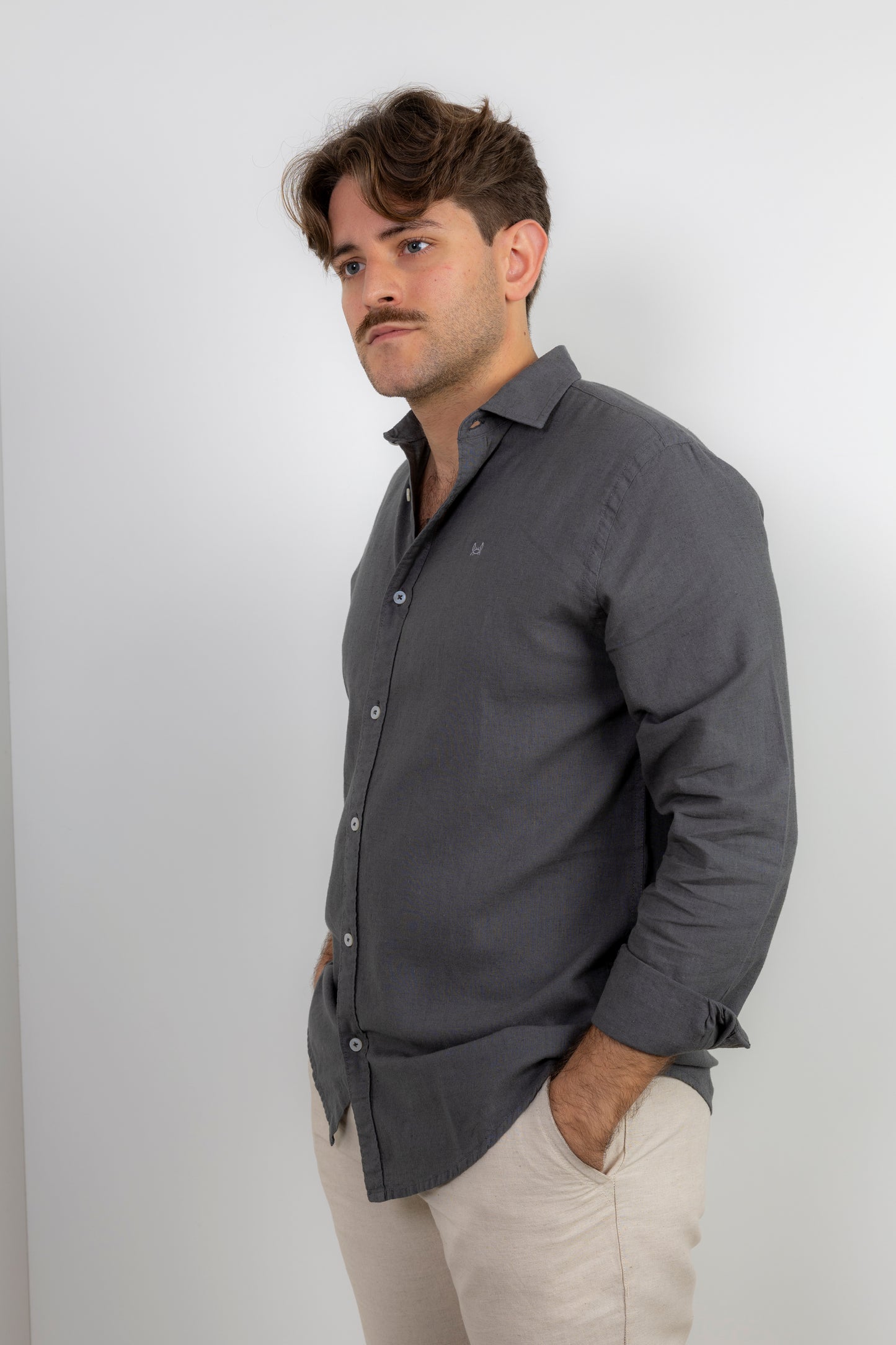 Camisa Lino Gris Ceniza | Capri