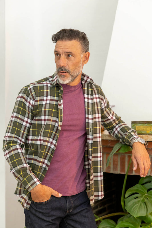 Sobrecamisa Franela Cuadros Kaki