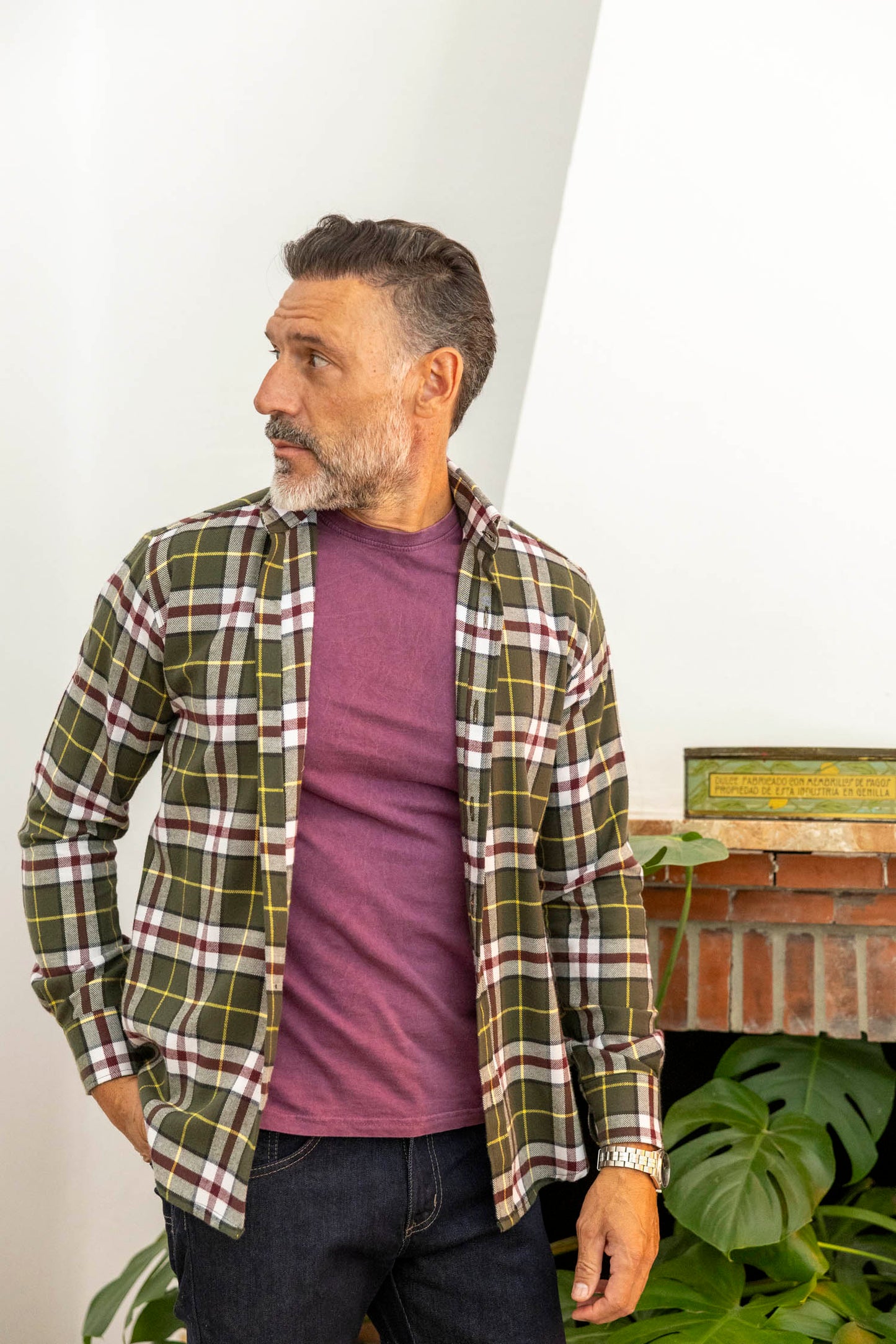 Sobrecamisa Franela Cuadros Kaki