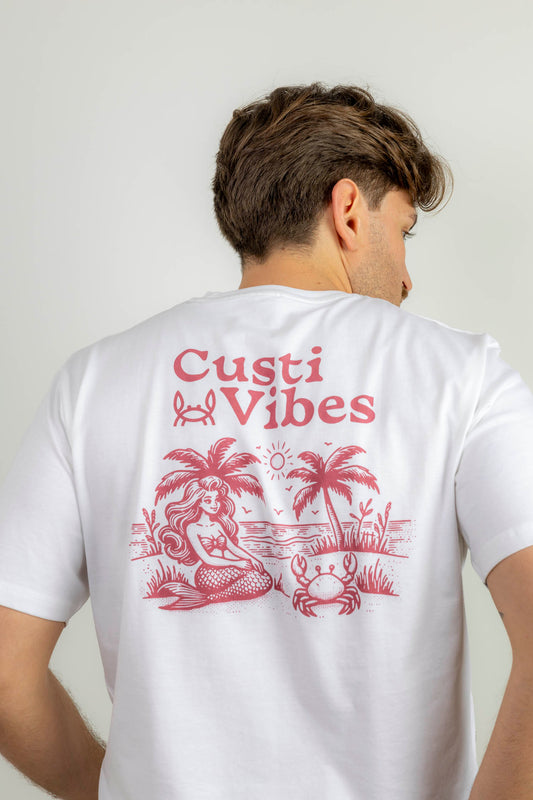 Camiseta Print Blanca Burdeos | Vibes