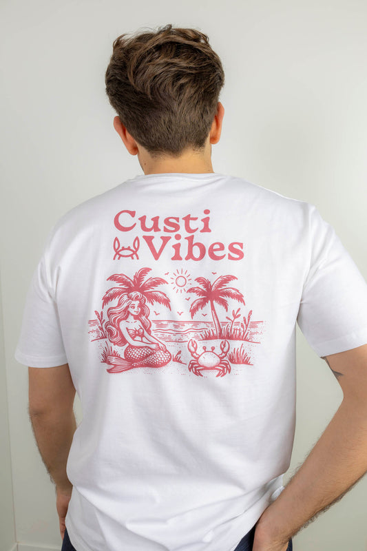 Camiseta Print Blanca Burdeos | Vibes