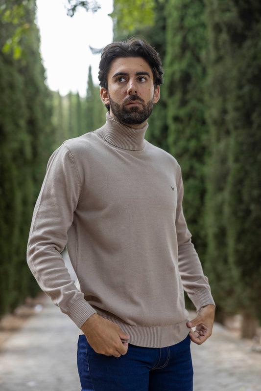 Jersey Cuello Vuelto Beige