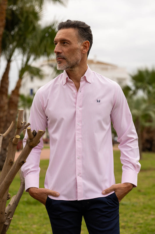 Camisa Rayas Oxford Rosa | Córdoba