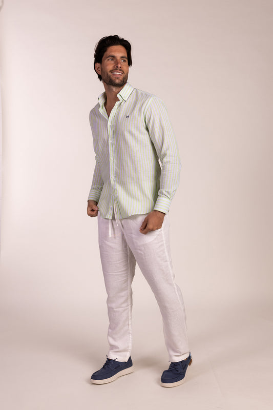 Camisa Lino Raya Manzana | Cártama