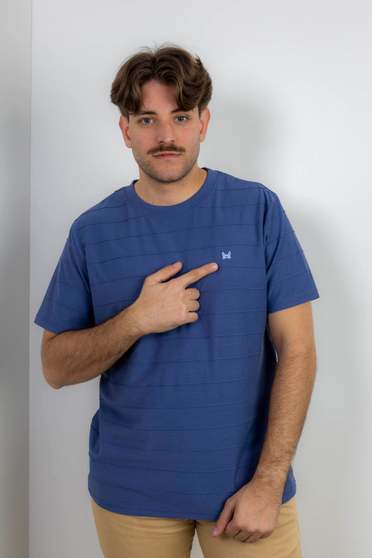 Camiseta Raya Jacquard Azul Indigo | Niza