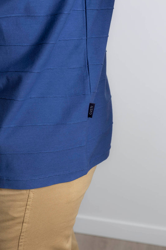 Camiseta Raya Jacquard Azul Indigo | Niza