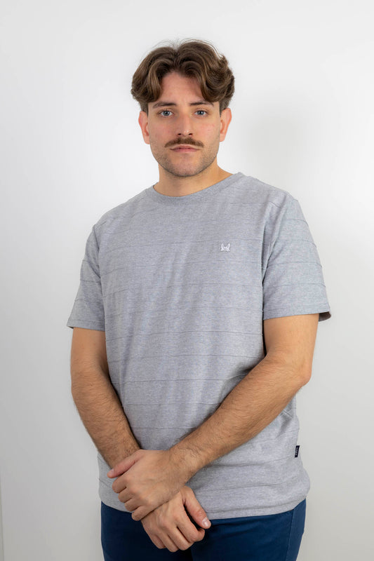 Camiseta Raya Jacquard Gris Melange | Niza