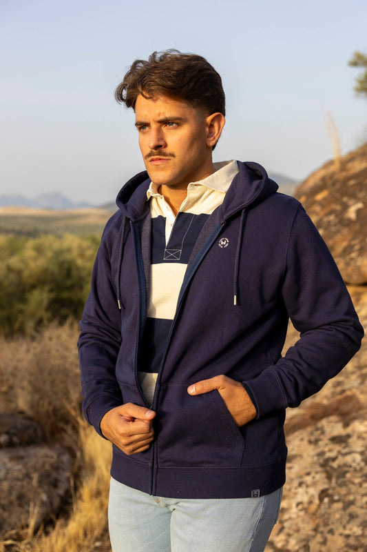 Sudadera Lavada Cremallera Marino | Florencia