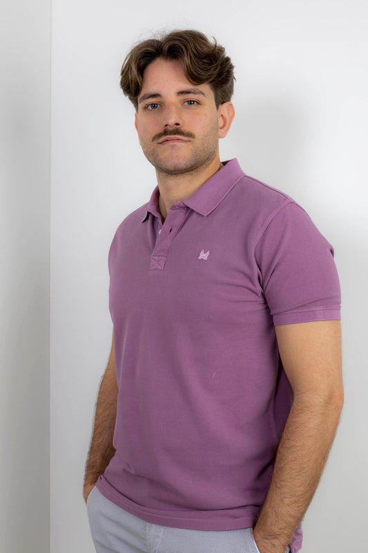 Polo Efecto Desgastado Berenjena