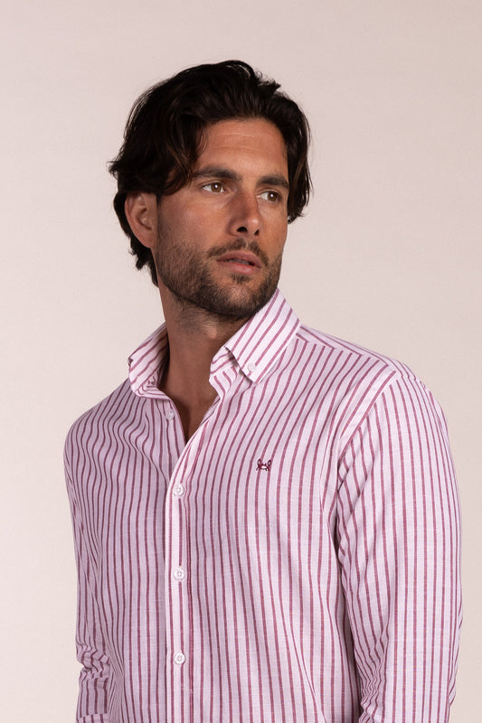 Camisa Lino Raya Granate | Grazalema