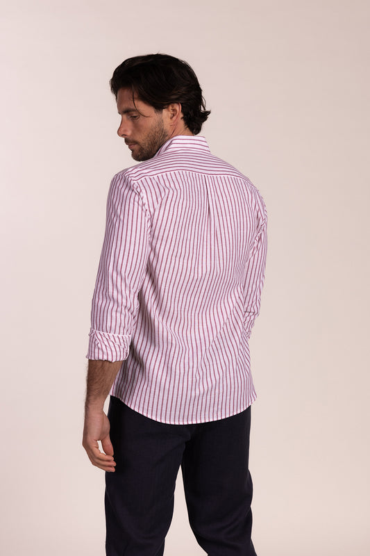 Camisa Lino Raya Granate | Grazalema