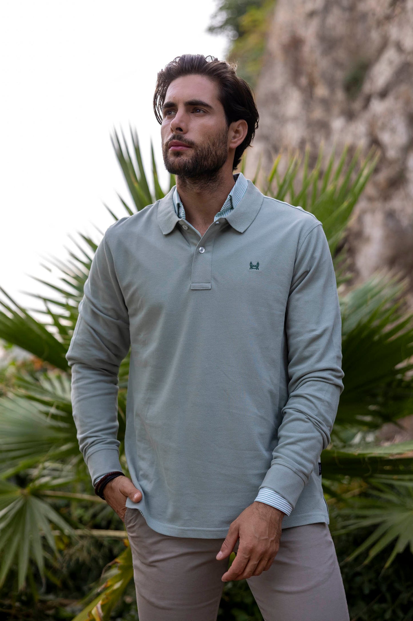 Polo Básico Manga Larga | Verde Claro