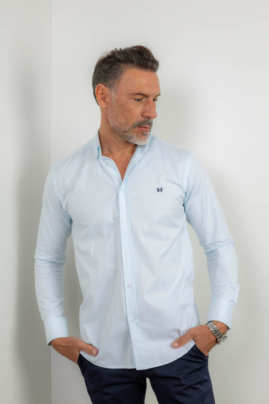 Camisa Rayas Horizontal Turquesa | Huelva