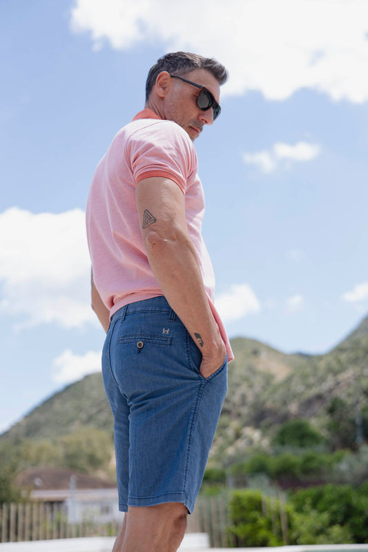 Bermuda Elástica Denim Break | Tencel