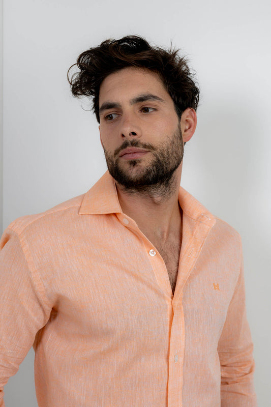 Camisa Lino Naranja | Ibiza