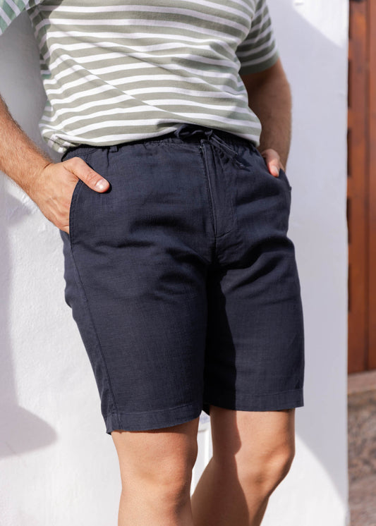 Bermuda Lino Azul Marino | Menorca