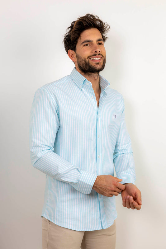Camisa Rayas Oxford Turquesa | Sevilla