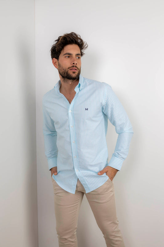 Camisa Rayas Oxford Turquesa | Sevilla