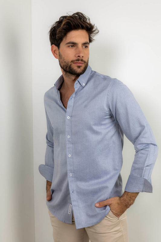 Camisa Lisa Algodón Azul | Aguadulce