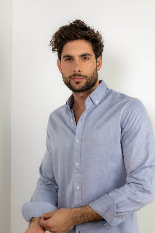 Camisa Lisa Algodón Azul | Aguadulce