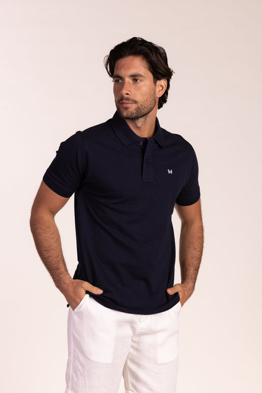 Polo Básico Manga Corta Azul Marino