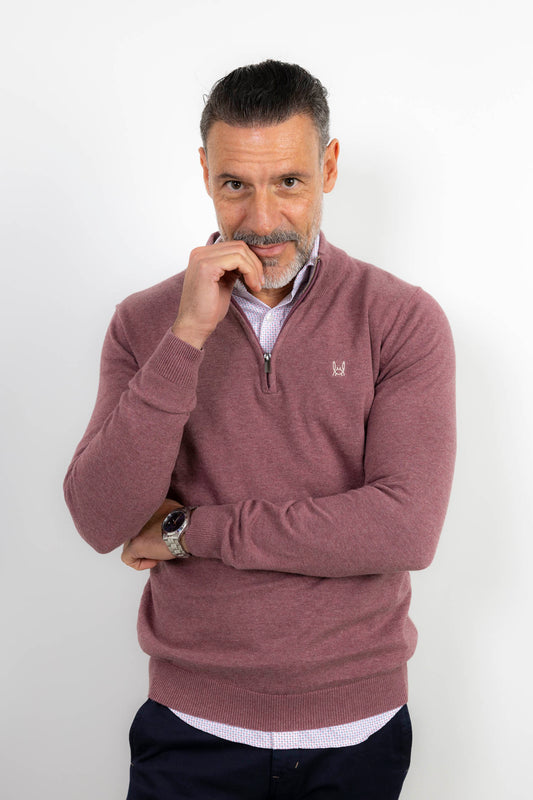 Jersey Media Cremallera Granate