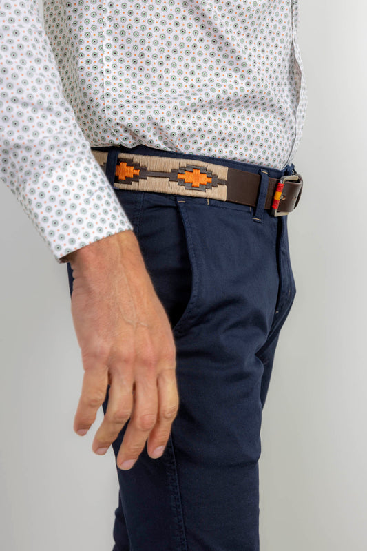 Cinturón piel argentino Beige Naranja