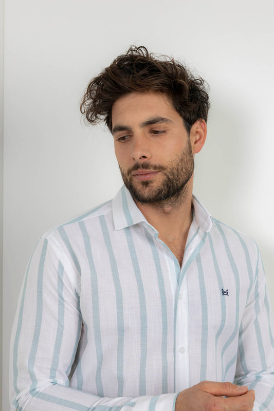 Camisa Rayas Verde | Sanlúcar